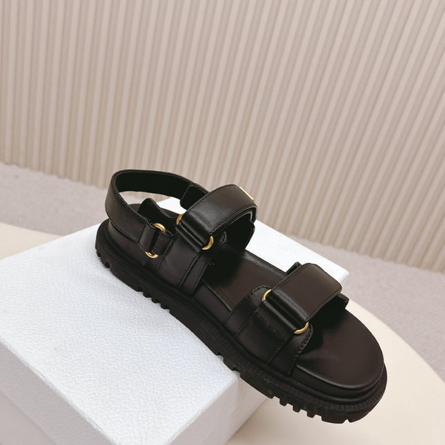 DIOR BACK-STRAP SANDALS 25S IN BLACK CALFSKIN WITH GOLD HARDWARE
