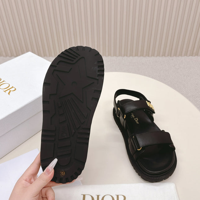 DIOR BACK-STRAP SANDALS 25S IN BLACK CALFSKIN WITH GOLD HARDWARE