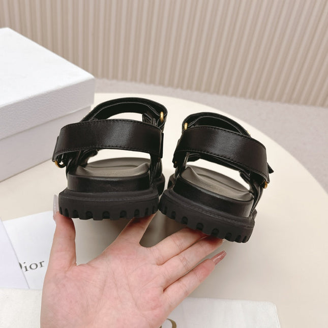 DIOR BACK-STRAP SANDALS 25S IN BLACK CALFSKIN WITH GOLD HARDWARE