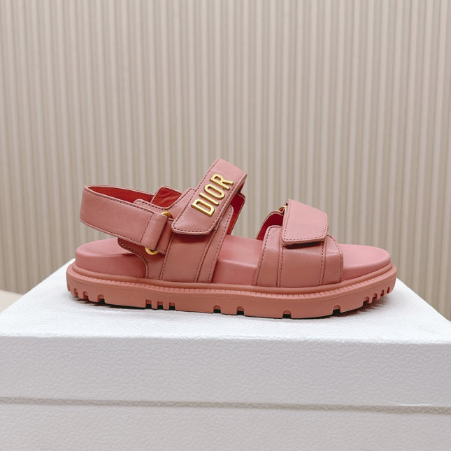 DIOR BACK-STRAP SANDALS 25S IN PEACHY PINK CALFSKIN WITH GOLD HARDWARE