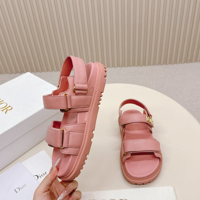 DIOR BACK-STRAP SANDALS 25S IN PEACHY PINK CALFSKIN WITH GOLD HARDWARE