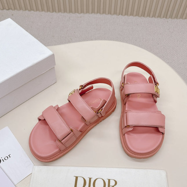 DIOR BACK-STRAP SANDALS 25S IN PEACHY PINK CALFSKIN WITH GOLD HARDWARE