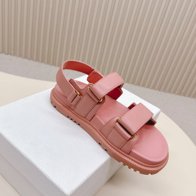 DIOR BACK-STRAP SANDALS 25S IN PEACHY PINK CALFSKIN WITH GOLD HARDWARE
