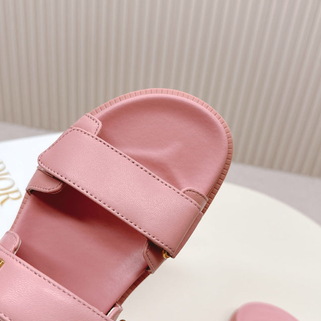 DIOR BACK-STRAP SANDALS 25S IN PEACHY PINK CALFSKIN WITH GOLD HARDWARE