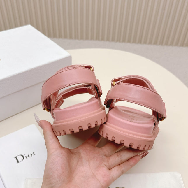 DIOR BACK-STRAP SANDALS 25S IN PEACHY PINK CALFSKIN WITH GOLD HARDWARE
