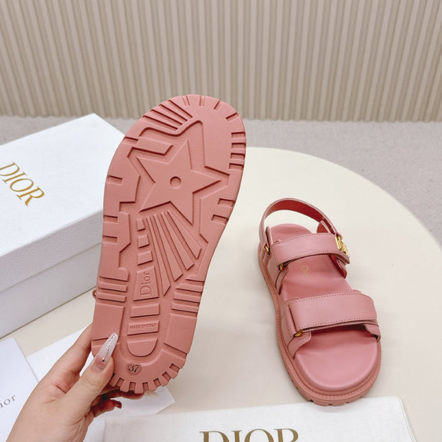 DIOR BACK-STRAP SANDALS 25S IN PEACHY PINK CALFSKIN WITH GOLD HARDWARE