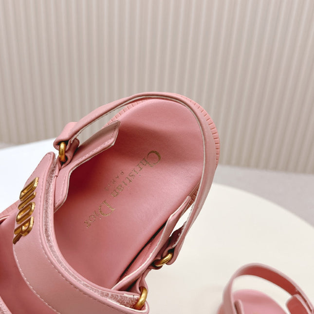 DIOR BACK-STRAP SANDALS 25S IN PEACHY PINK CALFSKIN WITH GOLD HARDWARE