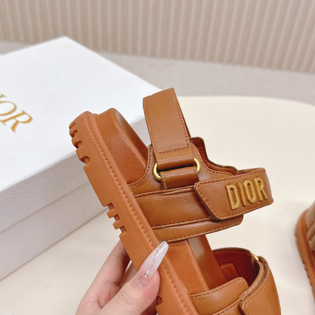 DIOR BACK-STRAP SANDALS 25S IN BRICK BROWN CALFSKIN WITH SILVER HARDWARE