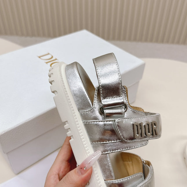 DIOR BACK-STRAP SANDALS 25S IN SILVER CALFSKIN WITH SILVER HARDWARE