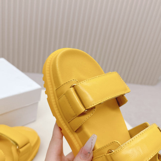 DIOR BACK-STRAP SANDALS 25S IN YELLOW CALFSKIN WITH GOLD HARDWARE