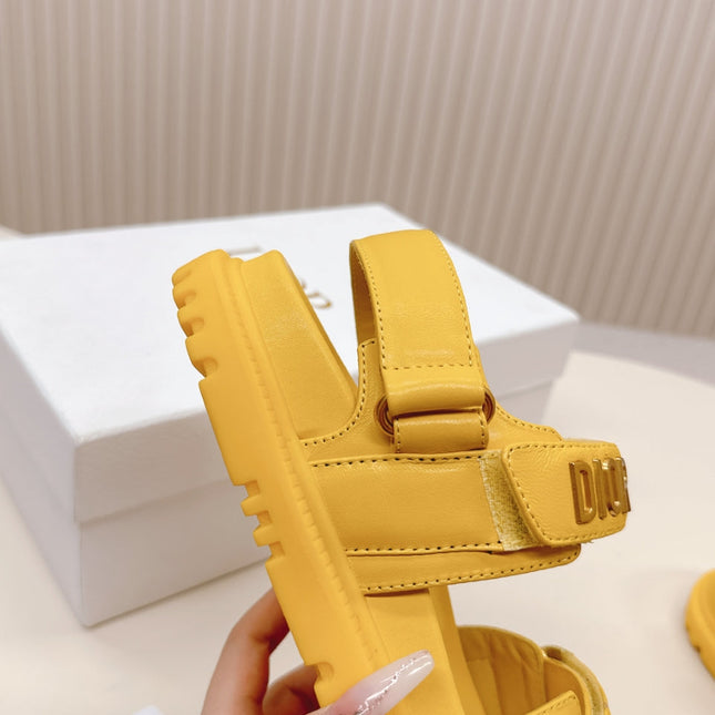 DIOR BACK-STRAP SANDALS 25S IN YELLOW CALFSKIN WITH GOLD HARDWARE