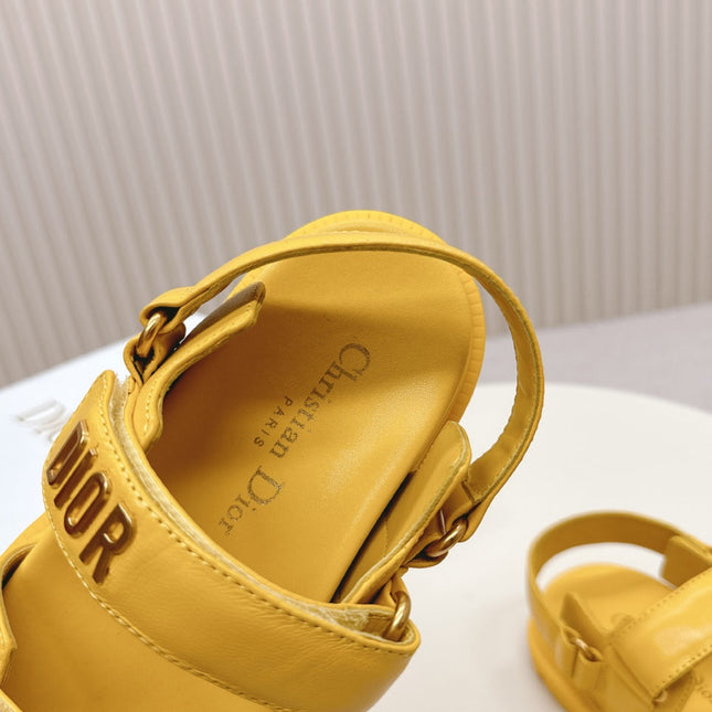 DIOR BACK-STRAP SANDALS 25S IN YELLOW CALFSKIN WITH GOLD HARDWARE
