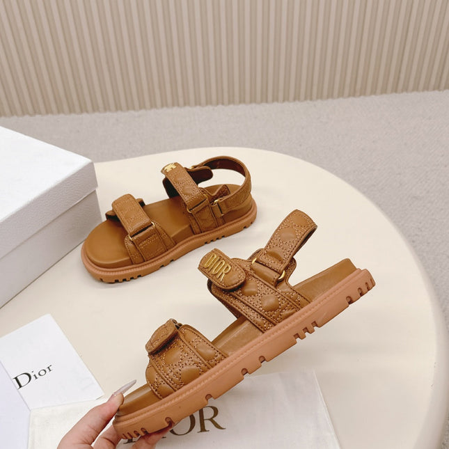 DIOR BACK-STRAP SANDALS 25S IN BROWN CALFSKIN