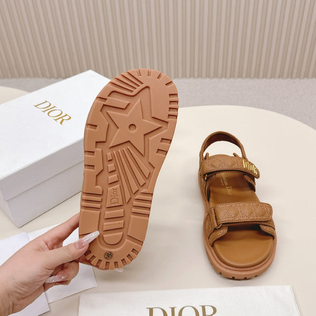 DIOR BACK-STRAP SANDALS 25S IN BROWN CALFSKIN