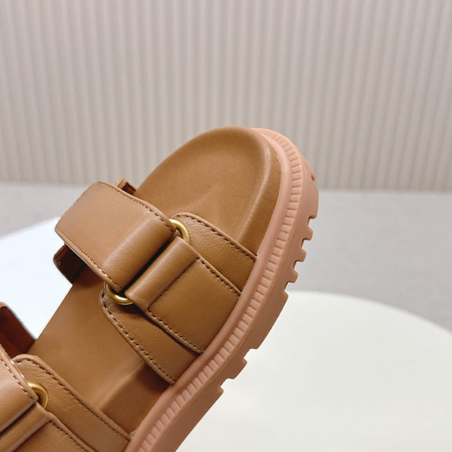 DIOR BACK-STRAP SANDALS 25S IN BROWN CALFSKIN WITH GOLD HARDWARE