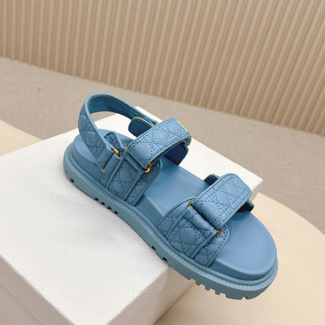 DIOR BACK-STRAP SANDALS 25S IN OCEAN BLUE CALFSKIN