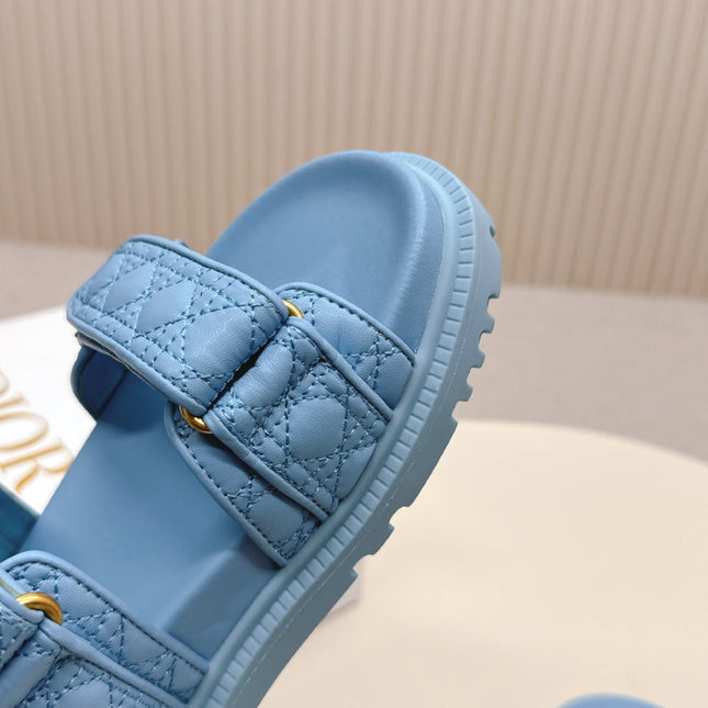 DIOR BACK-STRAP SANDALS 25S IN OCEAN BLUE CALFSKIN