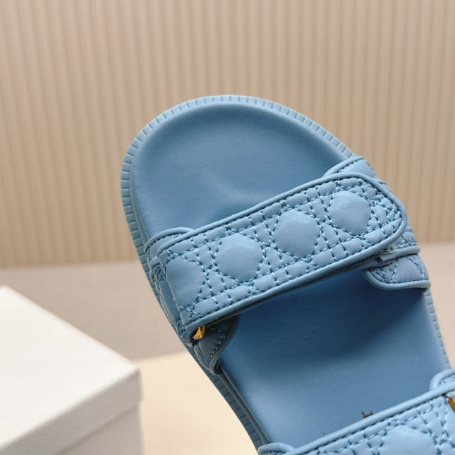 DIOR BACK-STRAP SANDALS 25S IN OCEAN BLUE CALFSKIN