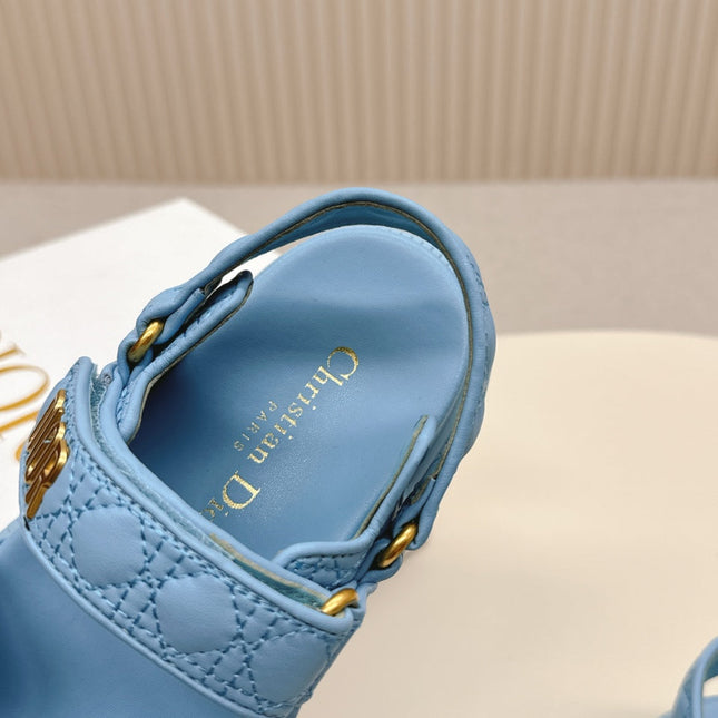 DIOR BACK-STRAP SANDALS 25S IN OCEAN BLUE CALFSKIN