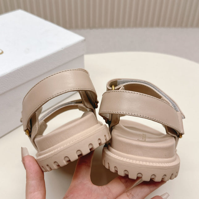 DIOR BACK-STRAP SANDALS 25S IN BEIGE CALFSKIN WITH GOLD HARDWARE