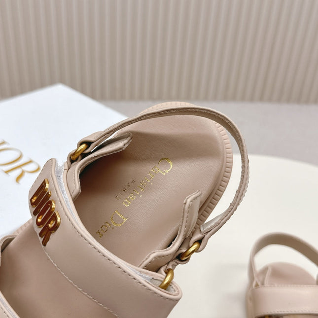 DIOR BACK-STRAP SANDALS 25S IN BEIGE CALFSKIN WITH GOLD HARDWARE