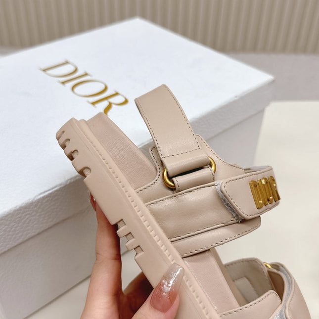DIOR BACK-STRAP SANDALS 25S IN BEIGE CALFSKIN WITH GOLD HARDWARE