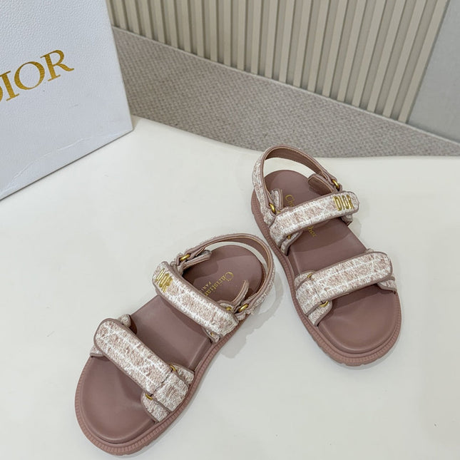 DIOR BACK-STRAP SANDALS 25S IN DEEP MAUVE BROWN TWEED AND CALFSKIN