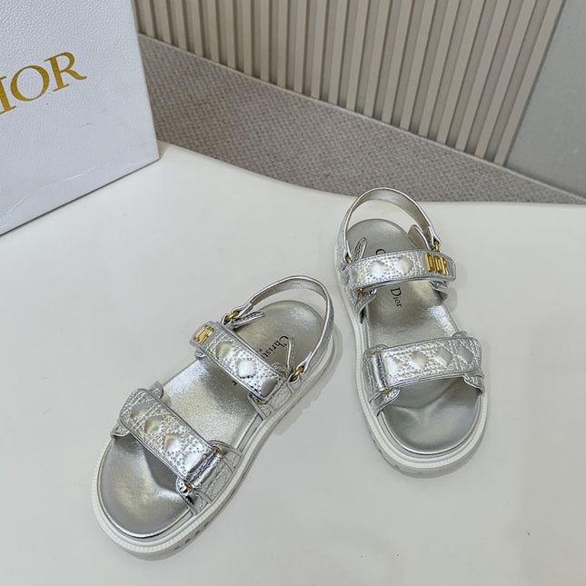 DIOR BACK-STRAP SANDALS 25S IN SILVER CALFSKIN