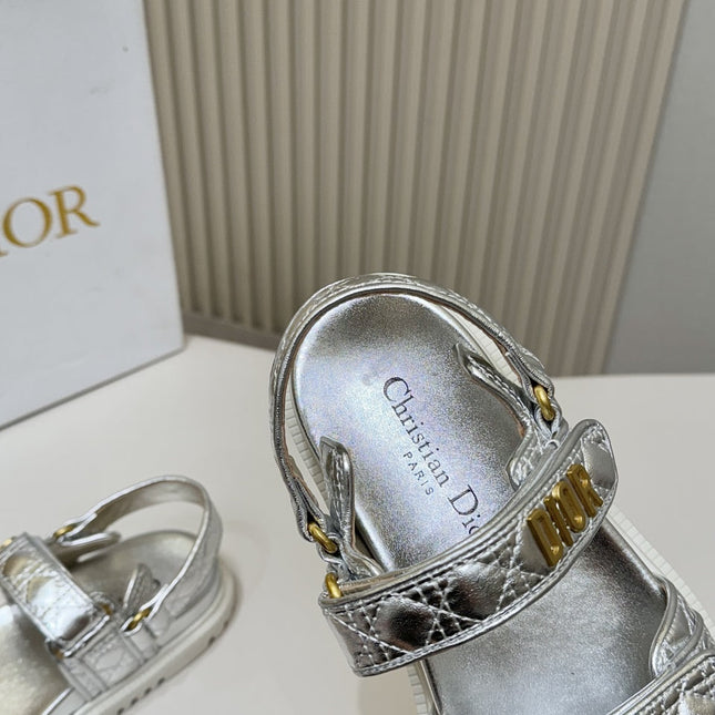 DIOR BACK-STRAP SANDALS 25S IN SILVER CALFSKIN
