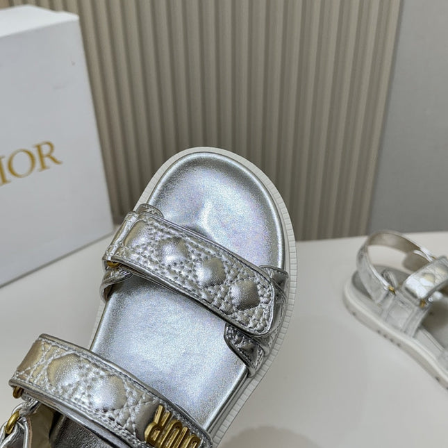 DIOR BACK-STRAP SANDALS 25S IN SILVER CALFSKIN