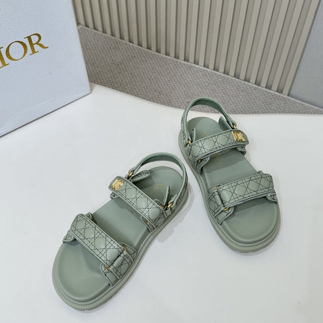 DIOR BACK-STRAP SANDALS 25S IN PALE TEAL GRAY CALFSKIN
