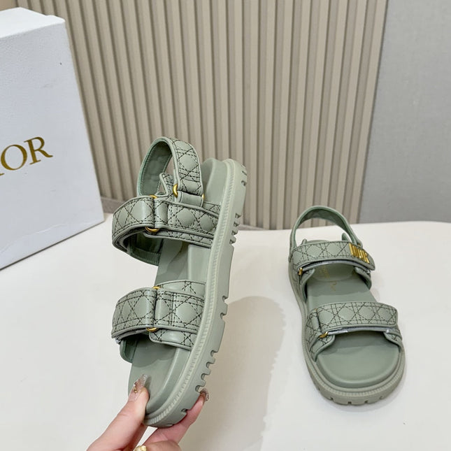 DIOR BACK-STRAP SANDALS 25S IN PALE TEAL GRAY CALFSKIN