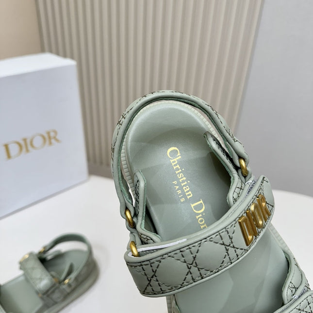 DIOR BACK-STRAP SANDALS 25S IN PALE TEAL GRAY CALFSKIN