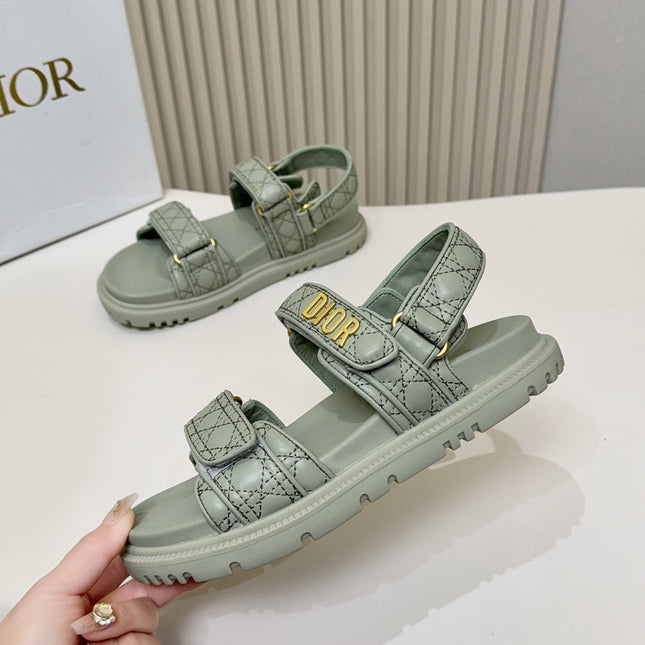 DIOR BACK-STRAP SANDALS 25S IN PALE TEAL GRAY CALFSKIN