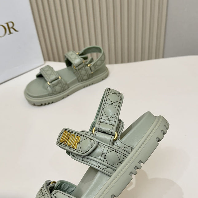 DIOR BACK-STRAP SANDALS 25S IN PALE TEAL GRAY CALFSKIN