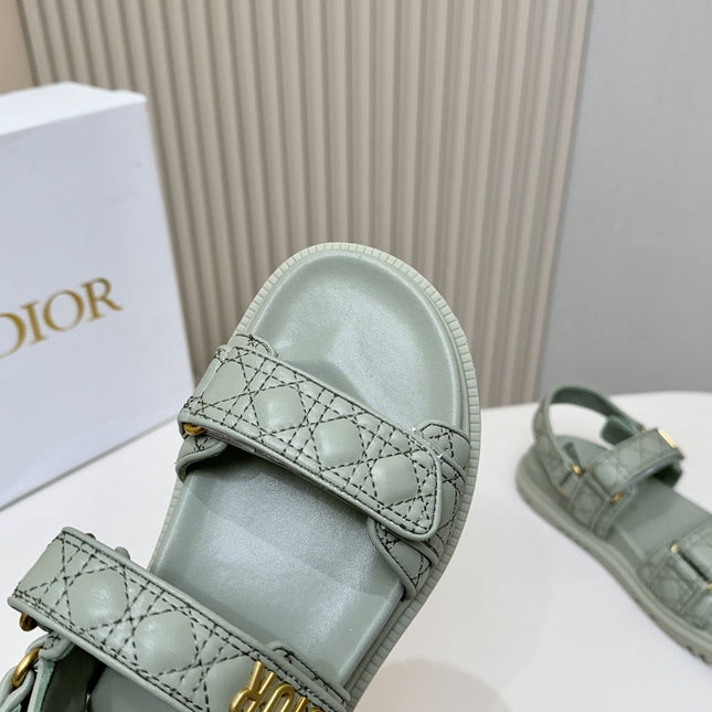 DIOR BACK-STRAP SANDALS 25S IN PALE TEAL GRAY CALFSKIN