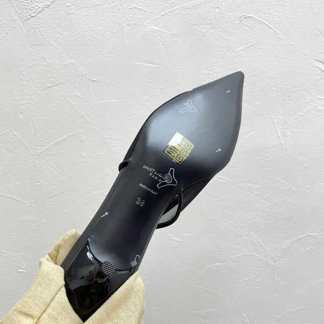 OXALIS SLINGBACK PUMPS 30 IN MESH BLACK LEATHER