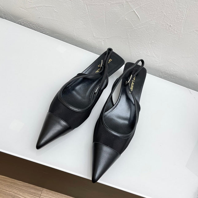 OXALIS SLINGBACK PUMPS 30 IN MESH BLACK LEATHER