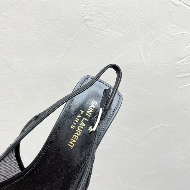 OXALIS SLINGBACK PUMPS 30 IN MESH BLACK LEATHER