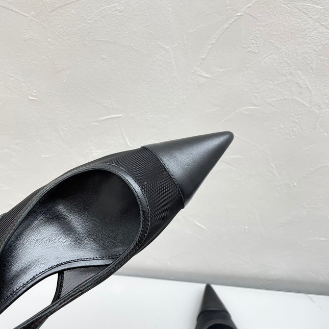 OXALIS SLINGBACK PUMPS 30 IN MESH BLACK LEATHER