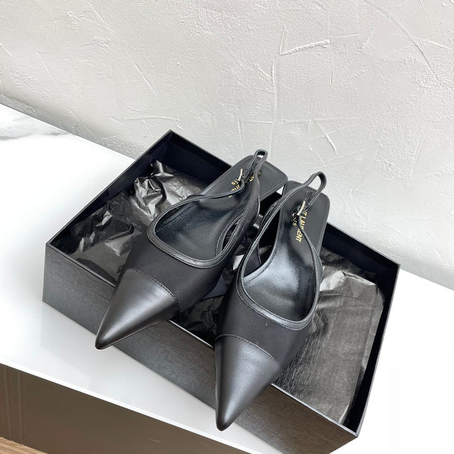 OXALIS SLINGBACK PUMPS 30 IN MESH BLACK LEATHER