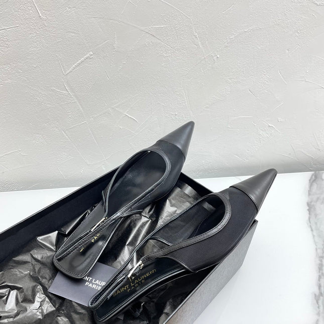 OXALIS SLINGBACK PUMPS 30 IN MESH BLACK LEATHER