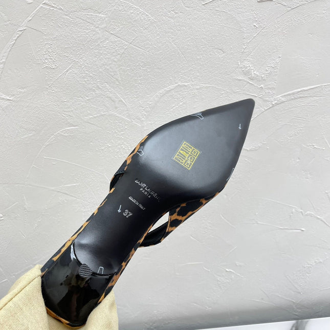 CHERISH SLINGBACK PUMPS 35 IN LEOPARD GROSGRAIN