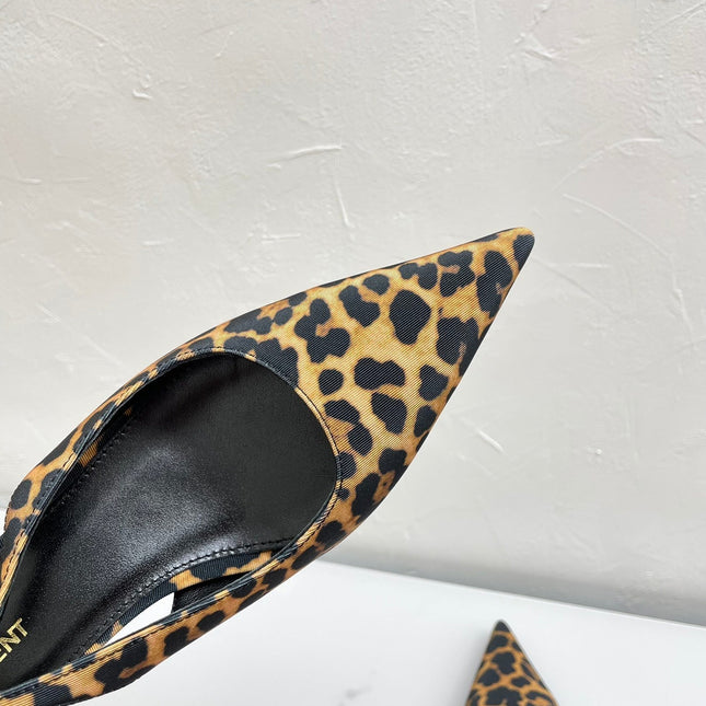 CHERISH SLINGBACK PUMPS 35 IN LEOPARD GROSGRAIN
