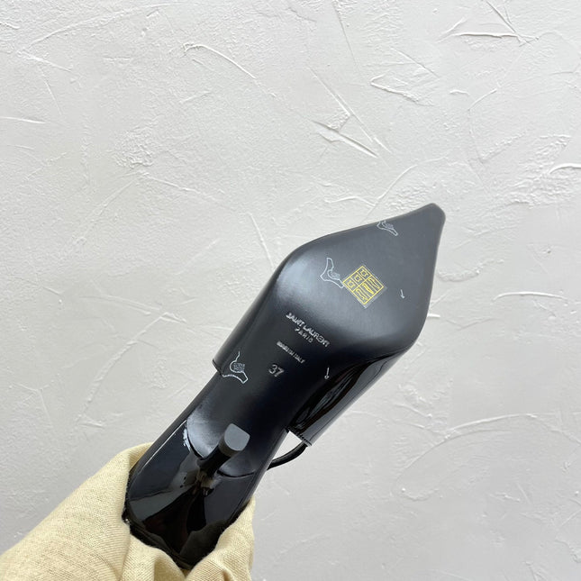 CARINE SLINGBACK PUMPS 45 IN PATENT BLACK LEATHER