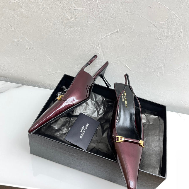 CARINE SLINGBACK PUMPS 45 IN PATENT MAROON LEATHER