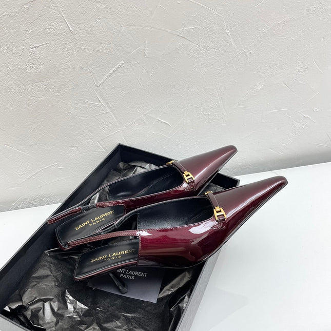 CARINE SLINGBACK PUMPS 45 IN PATENT MAROON LEATHER