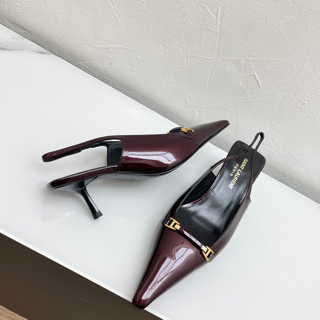 CARINE SLINGBACK PUMPS 45 IN PATENT MAROON LEATHER