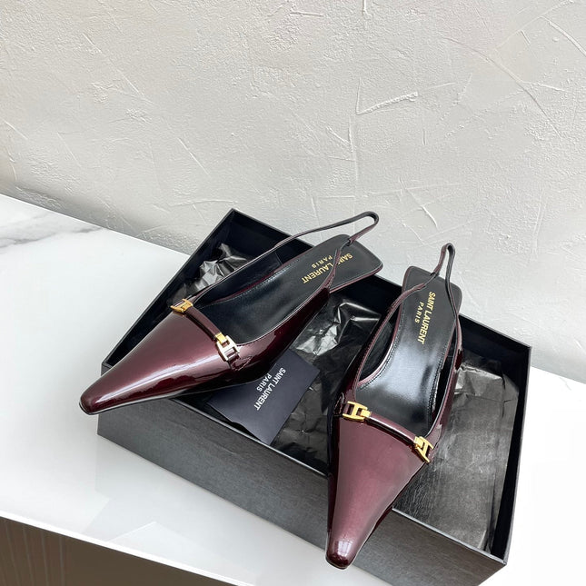 CARINE SLINGBACK PUMPS 45 IN PATENT MAROON LEATHER