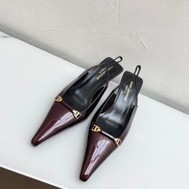 CARINE SLINGBACK PUMPS 45 IN PATENT MAROON LEATHER